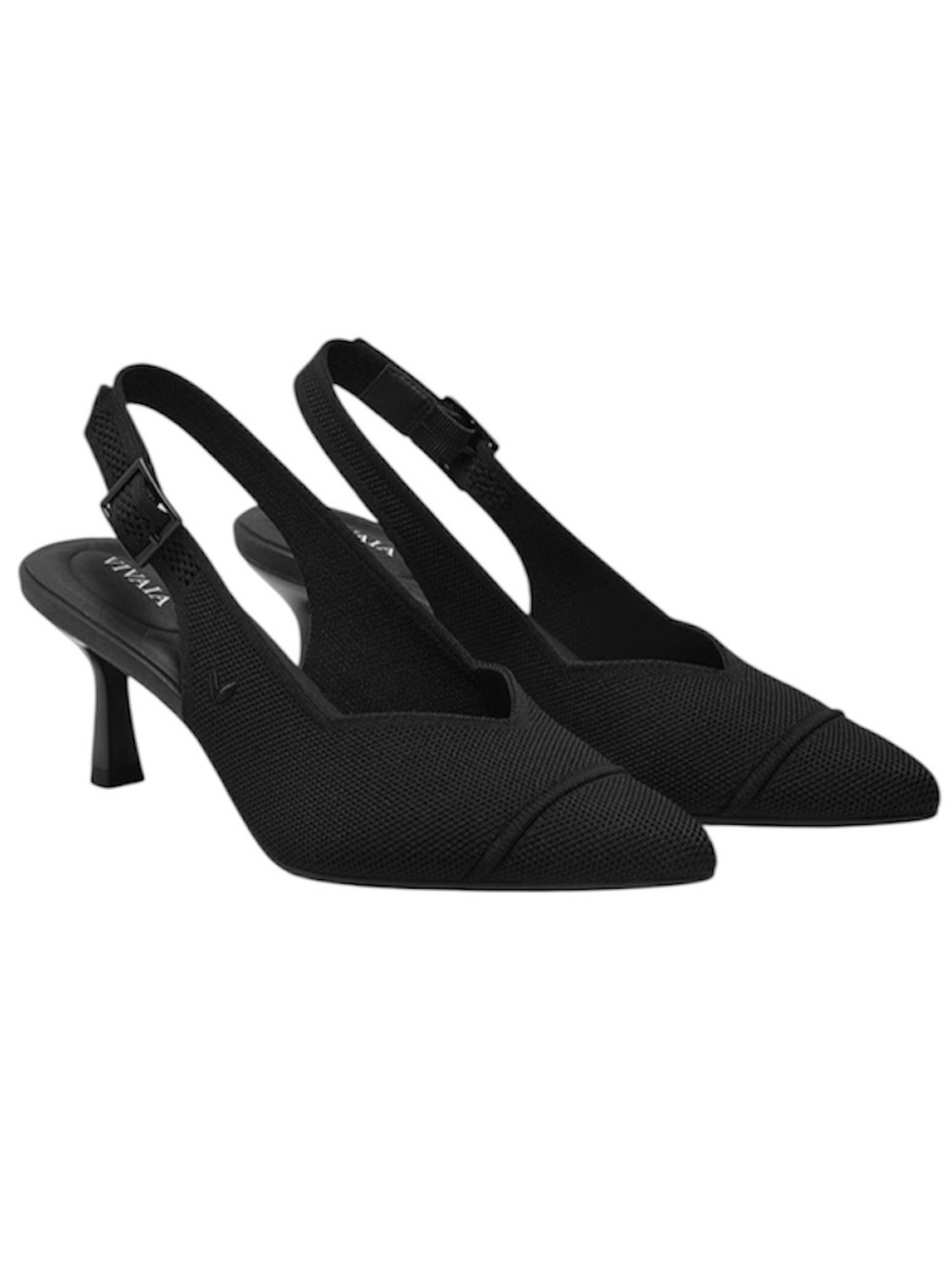 Vivaia Addison Pointed Toe Slingback Heels Kitten EU 40 New NWOB Black Comfort